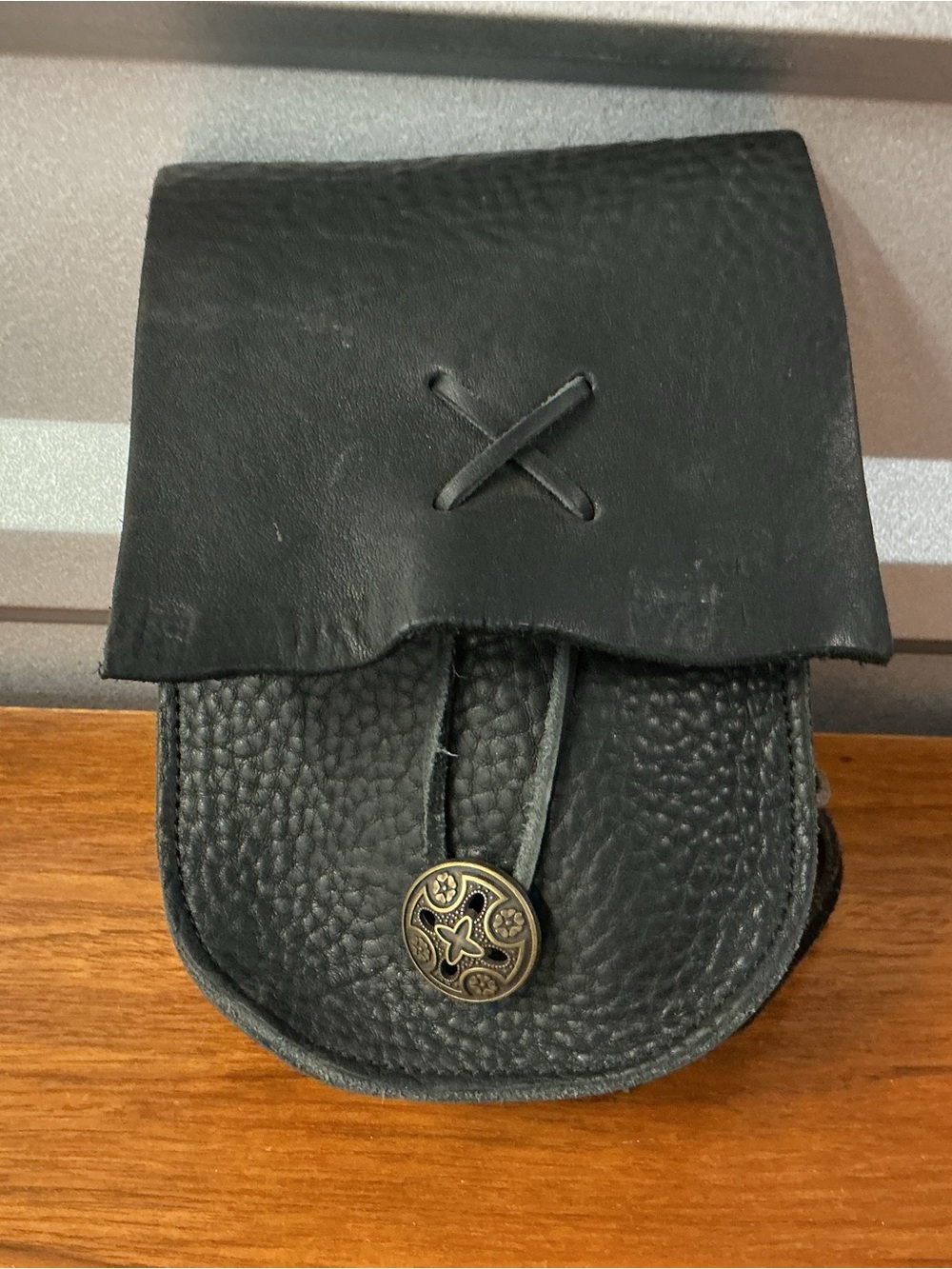 Nativearth Black Handmade Leather Cell Phone Button Belt Pouch